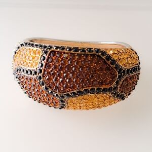 Animal Print Rhinestone Clamper Cuff Bracelet